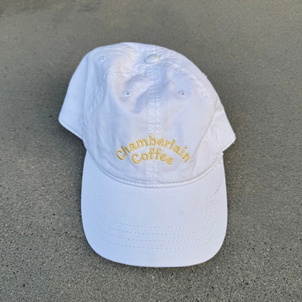 Chamberlain Coffee White Cotton Adjustable Dad Hat Yellow Embroidered Logo